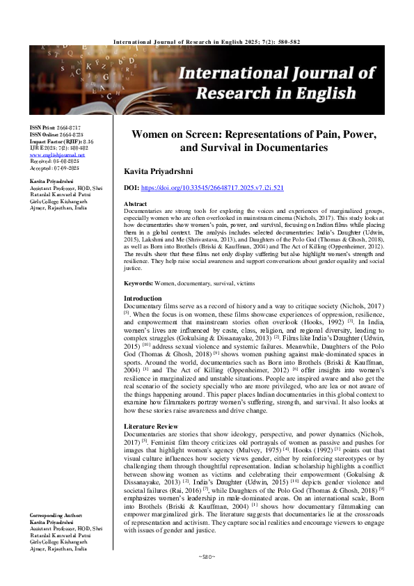 (PDF) Women on Screen: Representations of Pain, Power, and Survival in ...