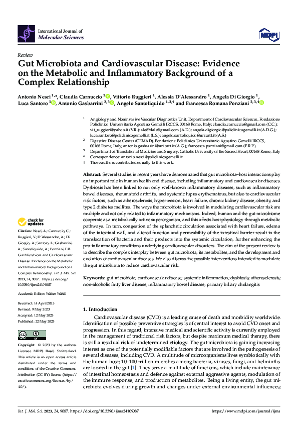 (PDF) Gut Microbiota and Cardiovascular Disease: Evidence on the ...