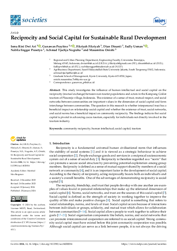 (PDF) Reciprocity and Social Capital for Sustainable Rural Development