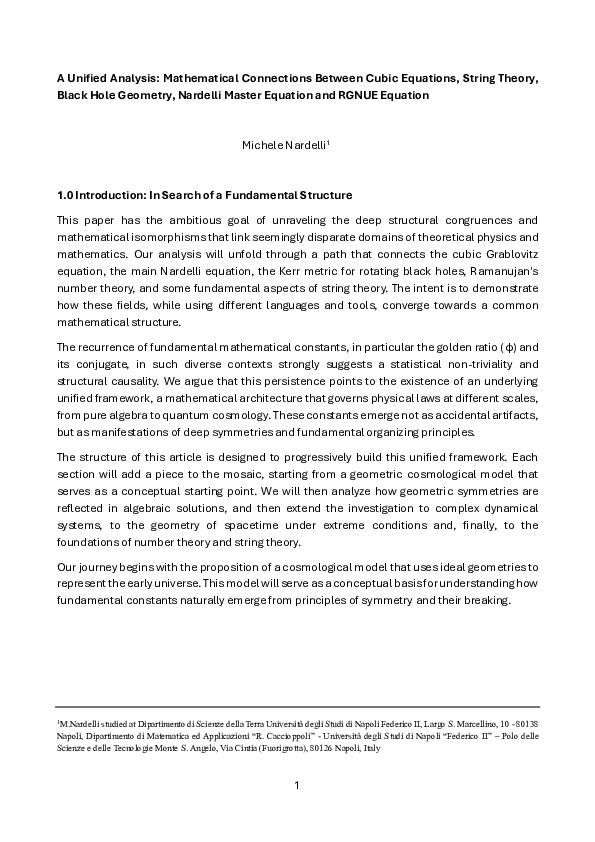 (PDF) A Unified Analysis: Mathematical Connections Between Cubic ...