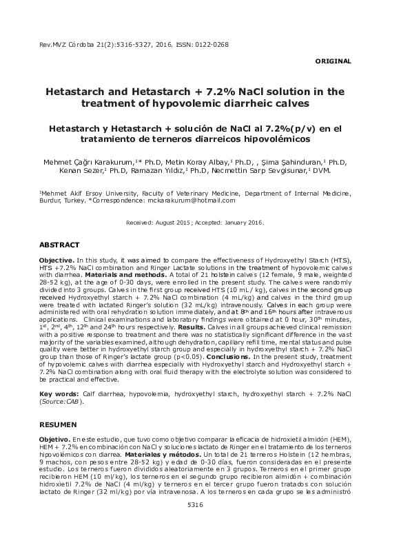 (PDF) Hetastarch and Hetastarch + 7.2% NaCl solution in the treatment ...