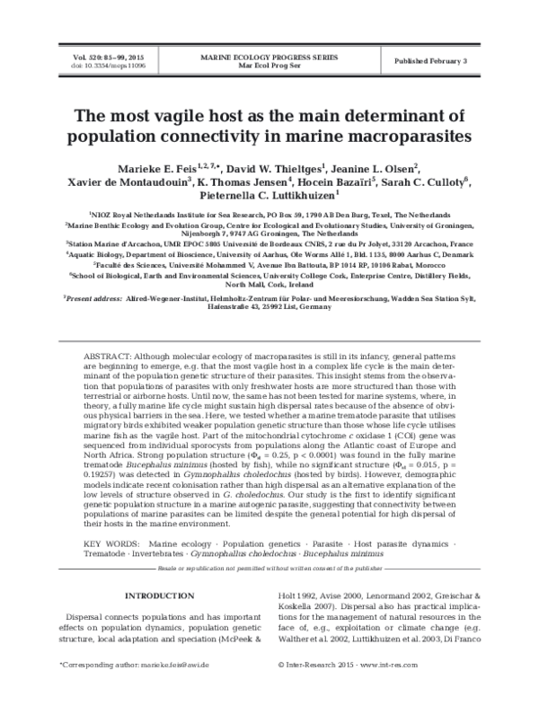 (PDF) The most vagile host as the main determinant of population ...