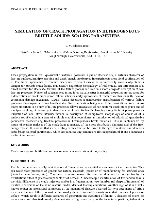 (PDF) Simulation of crack propagation in heterogeneous brittle solids ...