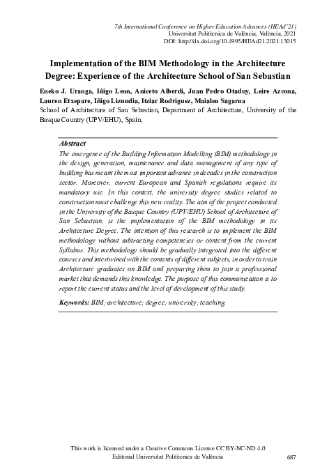 (PDF) Implementation of the BIM Methodology in the Architecture Degree ...