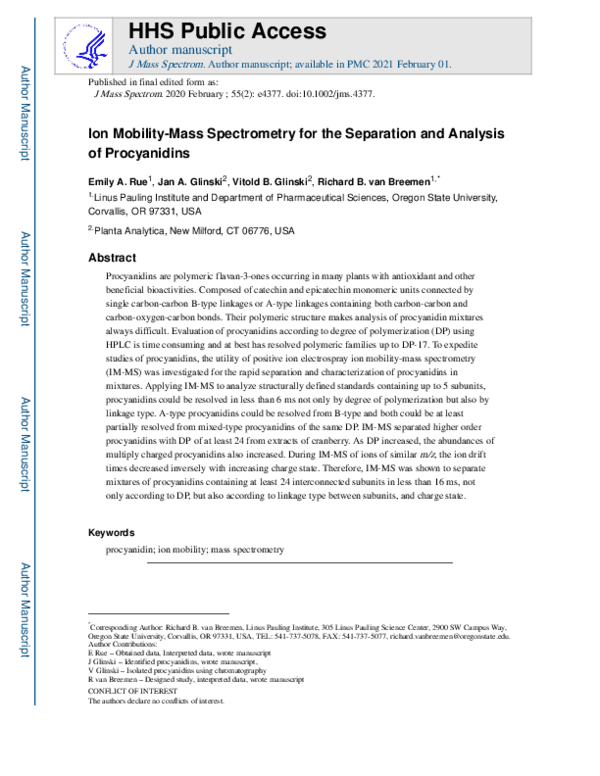 (PDF) Ion mobility‐mass spectrometry for the separation and analysis of ...