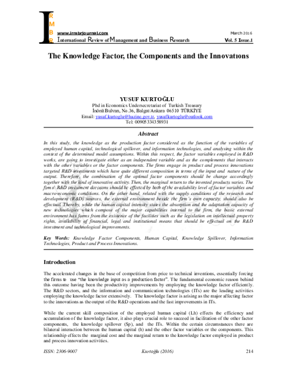 (PDF) The Knowledge Factor, the Components and the Innovations