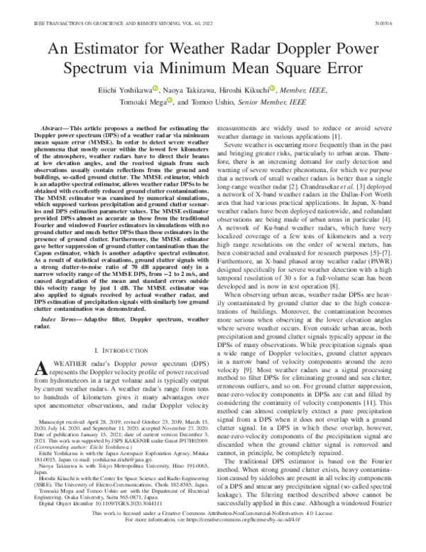 (PDF) An Estimator for Weather Radar Doppler Power Spectrum via Minimum ...