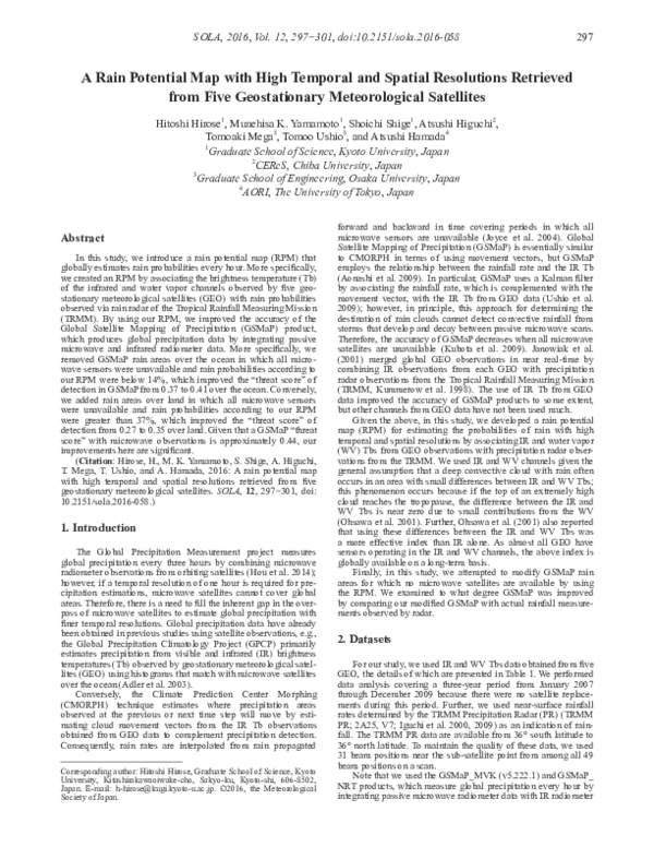 (PDF) A Rain Potential Map with High Temporal and Spatial Resolutions ...