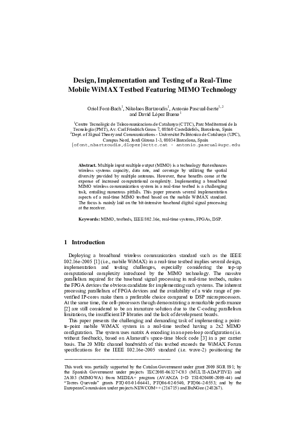 (PDF) Design, Implementation and Testing of a Real-Time Mobile WiMAX ...