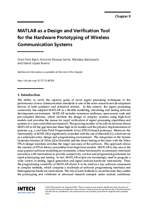 (PDF) MATLAB as a Design and Verification Tool for the Hardware ...