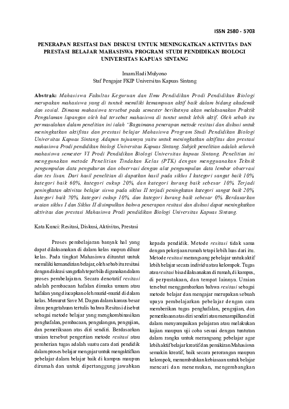 (PDF) Penerapan Resitasi Dan Diskusi Untuk Meningkatkan Aktivitas Dan ...