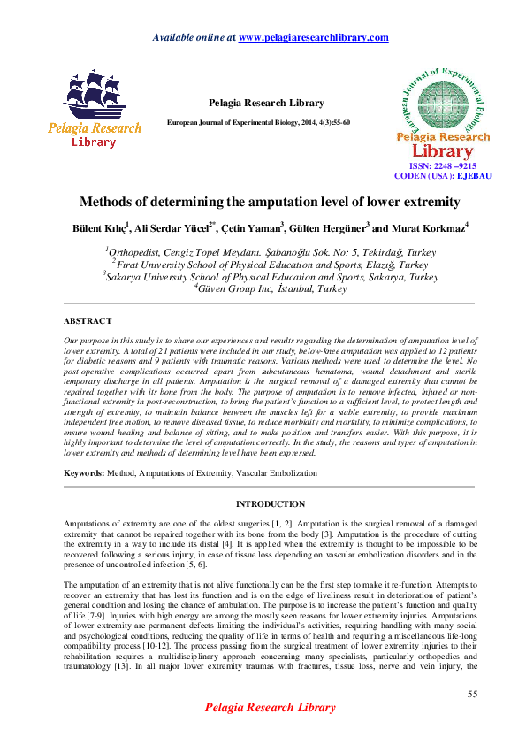 (PDF) Methods of determining the amputation level of lower extremity