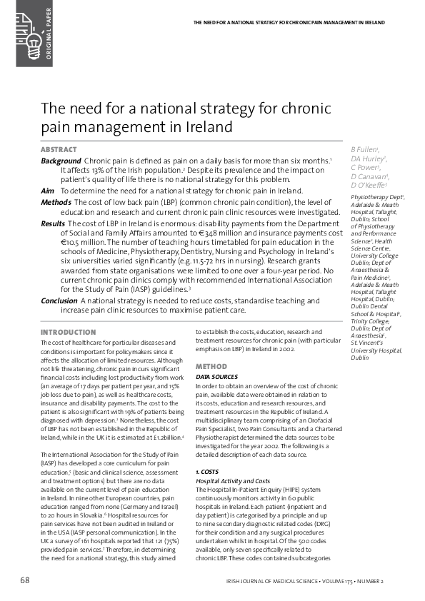 (PDF) The need for a national strategy for chronic pain management in ...