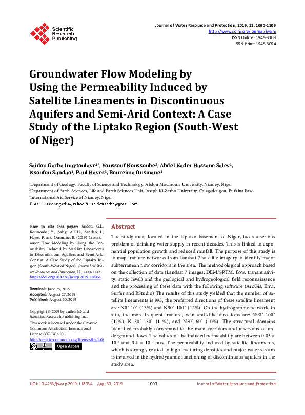 (PDF) Groundwater Flow Modeling by Using the Permeability Induced by ...