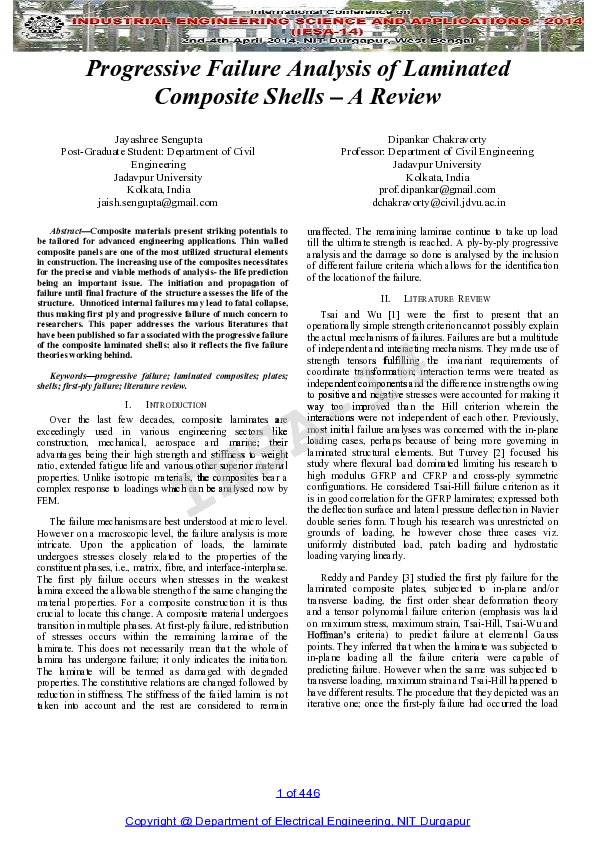 (PDF) Progressive Failure Analysis of Laminated Composite Shells – A Review