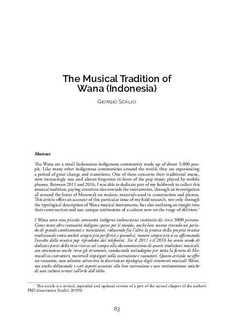 (PDF) The Musical Instruments of Wana Tradition (Indonesia)