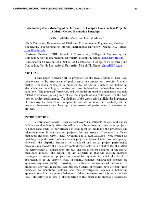 (PDF) System-of-Systems Modeling of Performance in Complex Construction ...