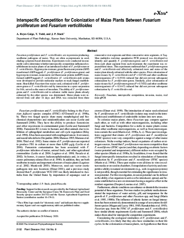 (PDF) Interspecific Competition for Colonization of Maize Plants ...