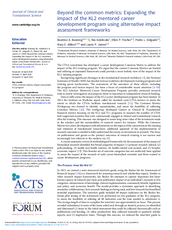 (PDF) Beyond the common metrics: Expanding the impact of the KL2 ...