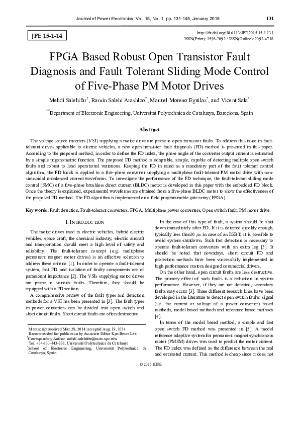 (PDF) FPGA Based Robust Open Transistor Fault Diagnosis and Fault ...