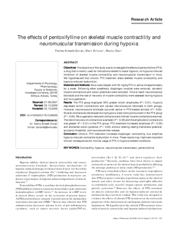 (PDF) The effects of pentoxifylline on skeletal muscle contractility ...