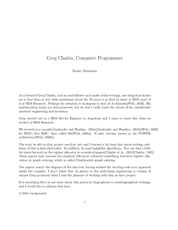 (PDF) Greg Chaitin, Computer Programmer