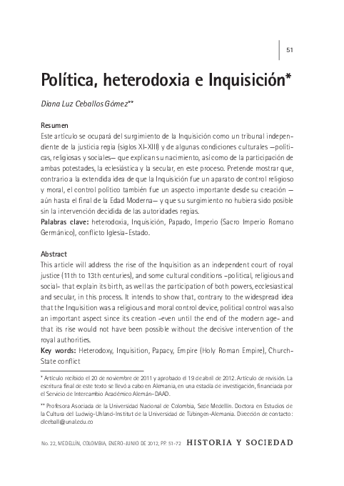 (PDF) Heterodoxy and inquisition