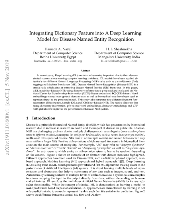 (PDF) Integrating Dictionary Feature into A Deep Learning Model for ...