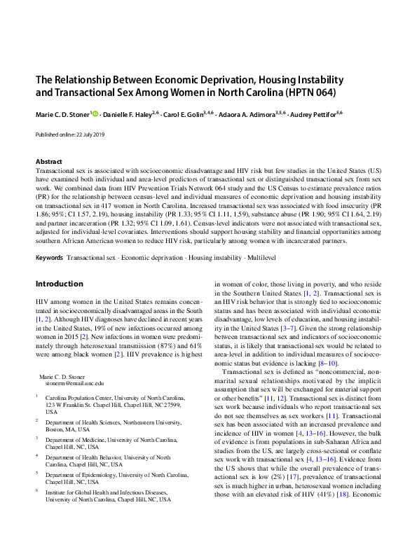 (PDF) The Relationship Between Economic Deprivation, Housing ...