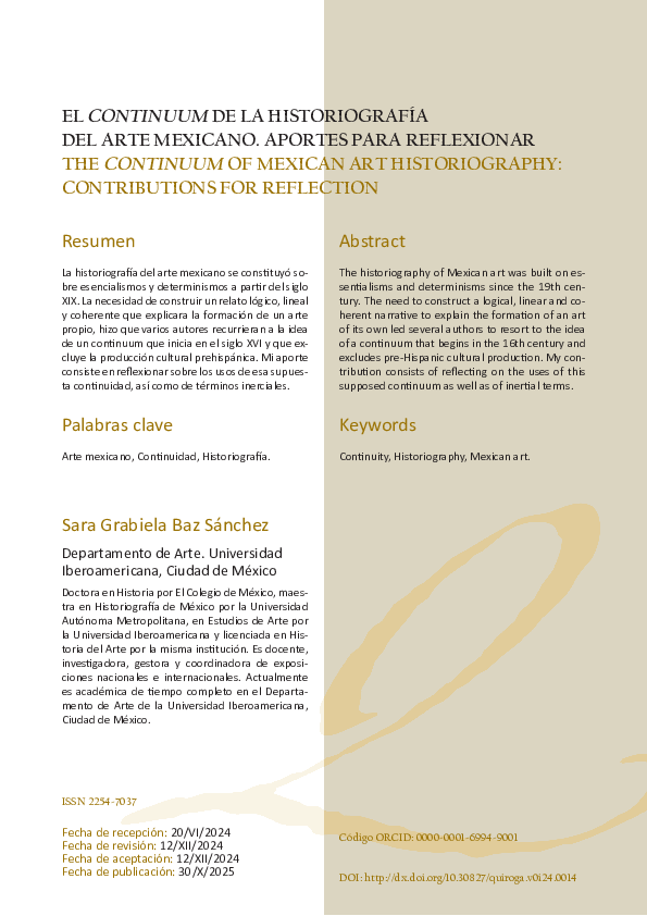 (PDF) THE CONTINUUM OF MExICAN ART HISTORIOGRAPHY: CONTRIBUTIONS FOR ...