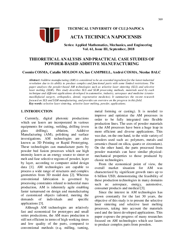 (PDF) Theoretical Analysis and Practical Case Studies of Powder-Based ...