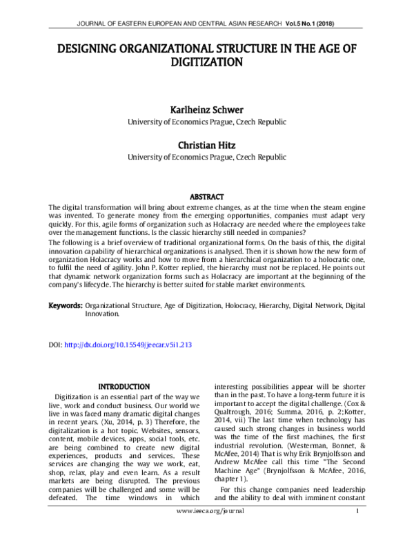 (PDF) Designing Organizational Structure In The Age Of Digitization