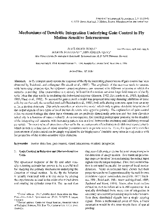 (PDF) Mechanisms of dendritic integration underlying gain control in ...