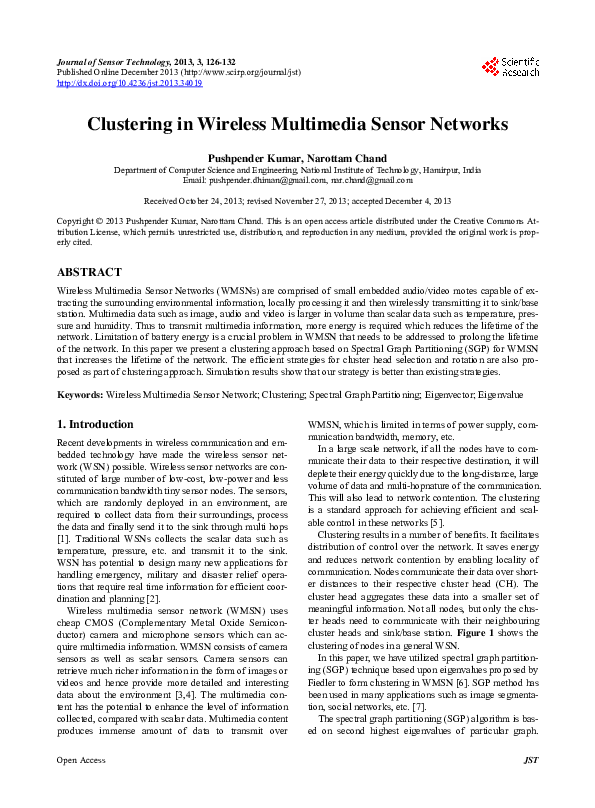 (PDF) Clustering in Wireless Multimedia Sensor Networks