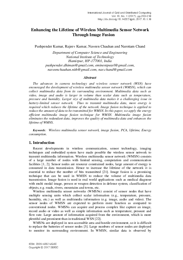 (PDF) Enhancing the Lifetime of Wireless Multimedia Sensor Network ...