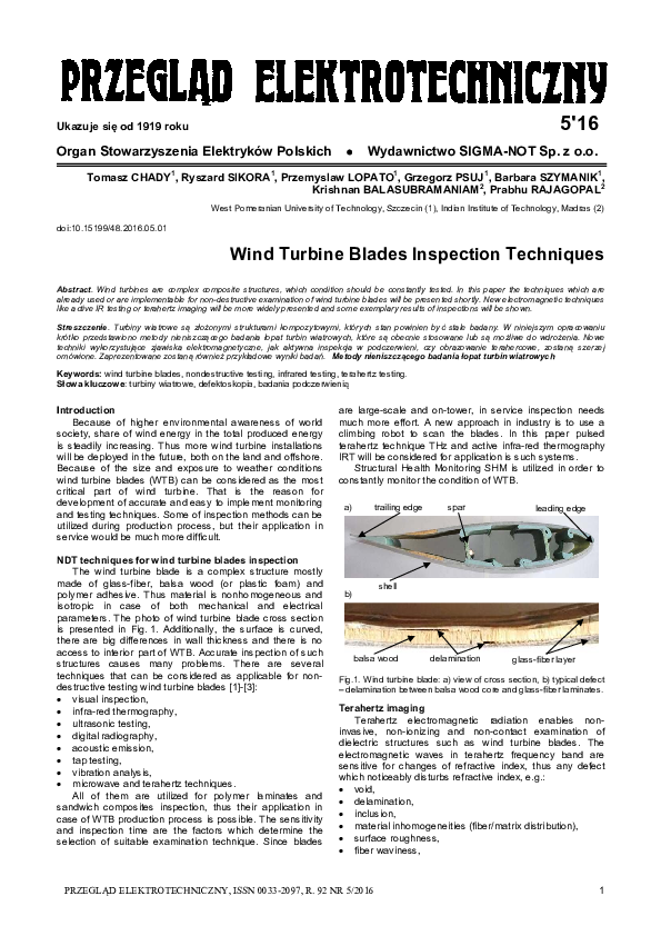 (PDF) Wind Turbine Blades Inspection Techniques