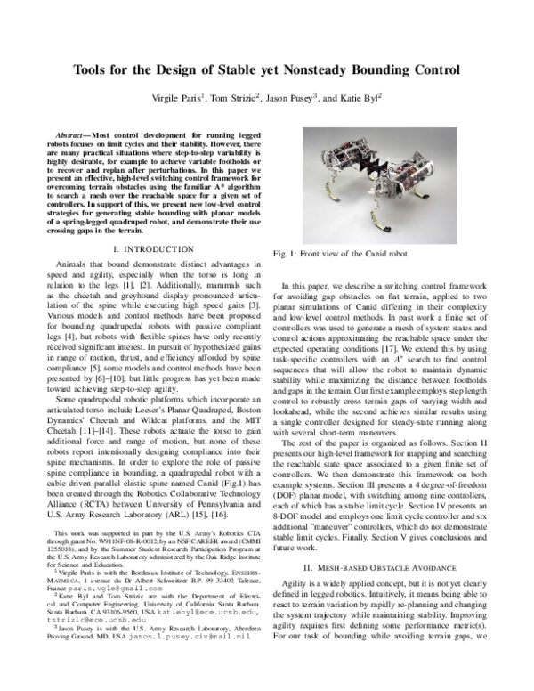 (PDF) Tools for the design of stable yet nonsteady bounding control