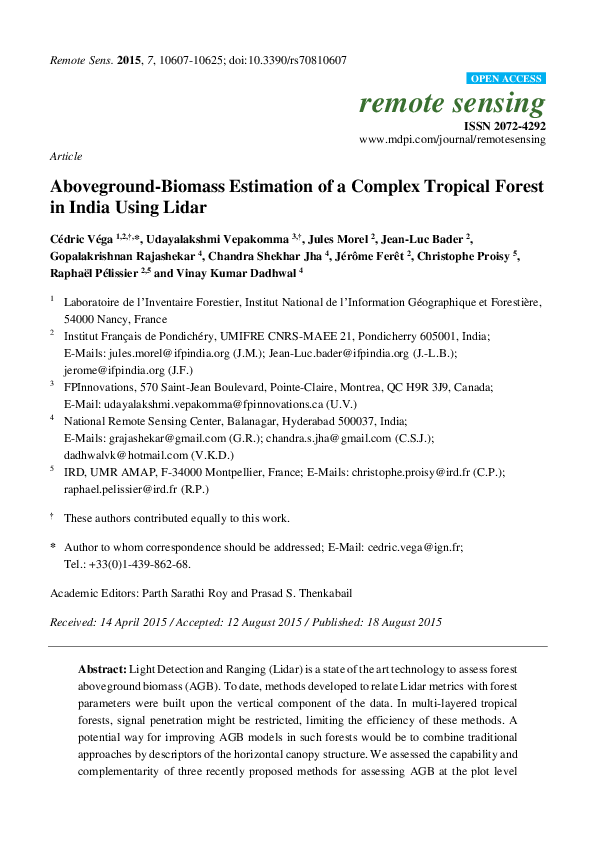 (PDF) Aboveground-Biomass Estimation of a Complex Tropical Forest in ...