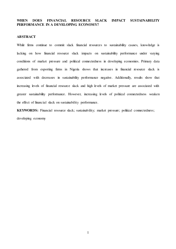 (PDF) Does financial resource slack drive sustainability expenditure in ...