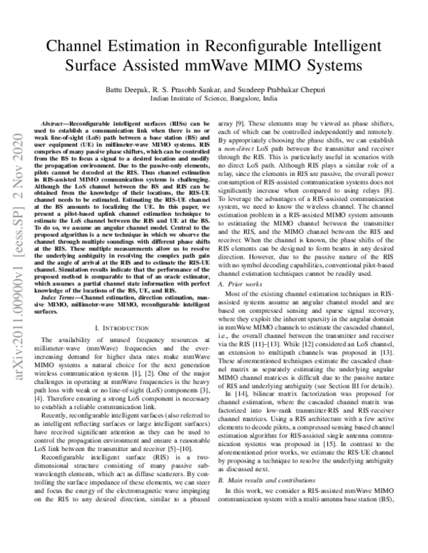 (PDF) Channel Estimation in Reconfigurable Intelligent Surface Assisted ...