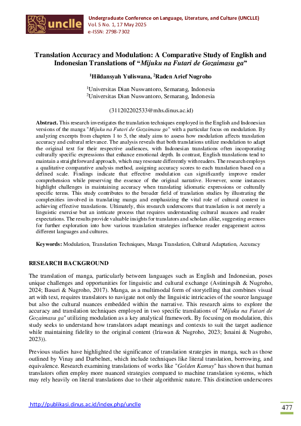 (PDF) Translation Accuracy and Modulation: A Comparative Study of ...