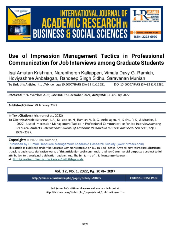 (PDF) Use of Impression Management Tactics in Professional ...