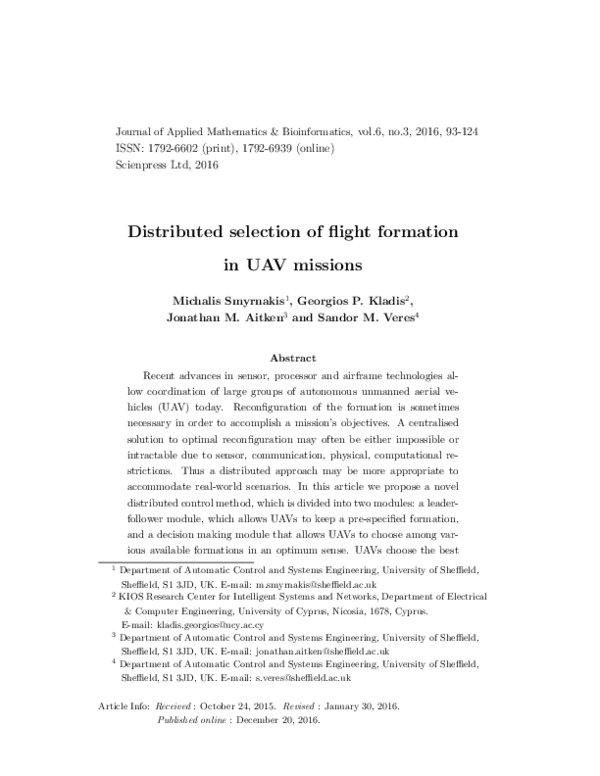 (PDF) Distributed selection of flight formation in UAV missions