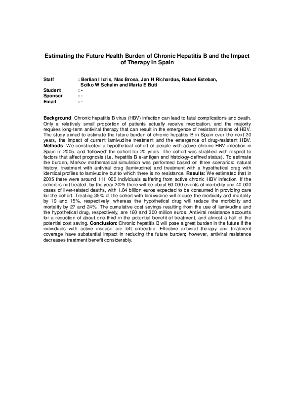 (PDF) Estimating the future health burden of chronic hepatitis B and ...