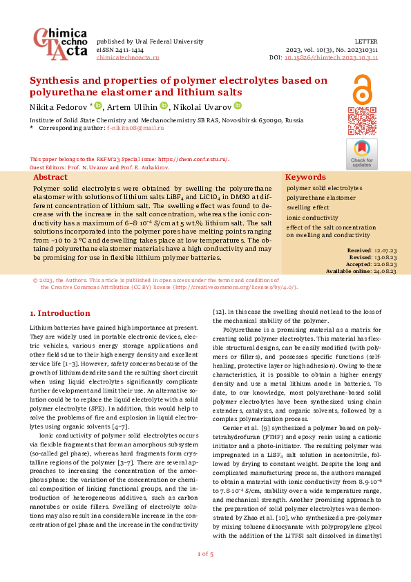 (PDF) Synthesis and properties of polymer electrolytes based on ...