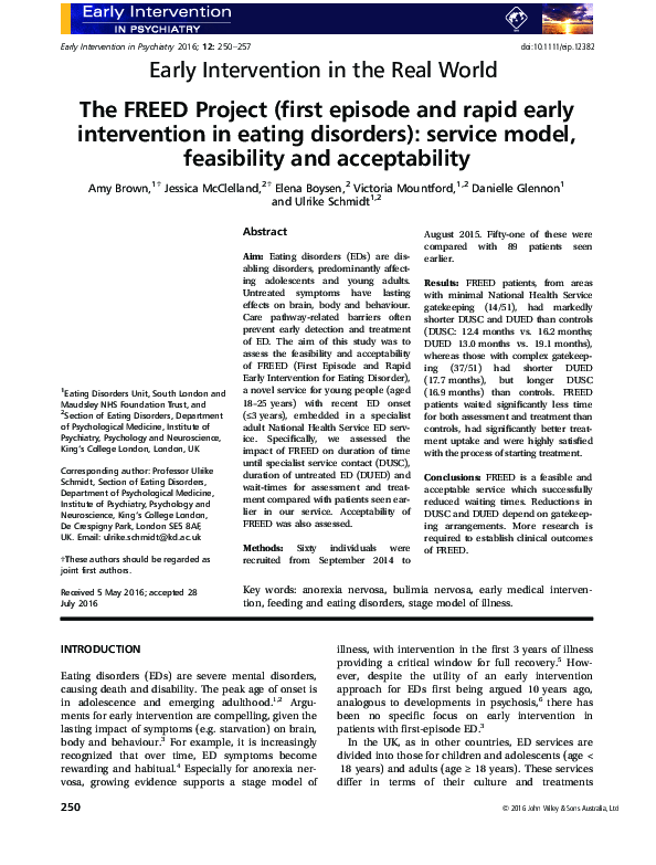 (PDF) The FREED Project (first episode and rapid early intervention in ...