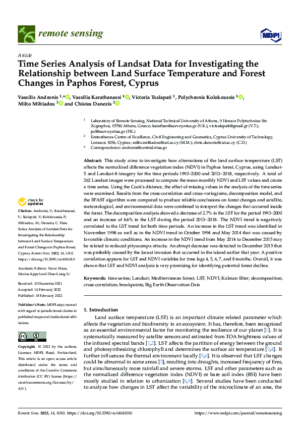 (PDF) Time Series Analysis of Landsat Data for Investigating the ...