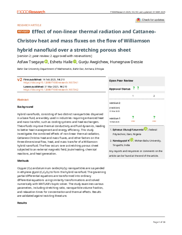 (PDF) Effect of non-linear thermal radiation and Cattaneo-Christov heat ...