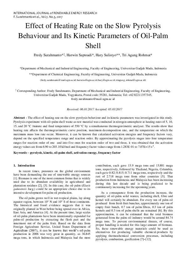 (PDF) Effect of heating rate on the slow pyrolysis behaviour and its ...