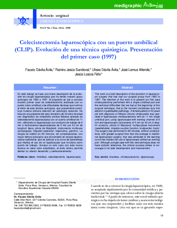 (PDF) Colecistectomía laparoscópica con un puerto umbilical (CL1P ...